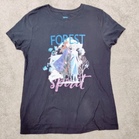 Disney Frozen II Womens T-shirt in Black Size XL Cotton Forest Spirit - Picture 1 of 5